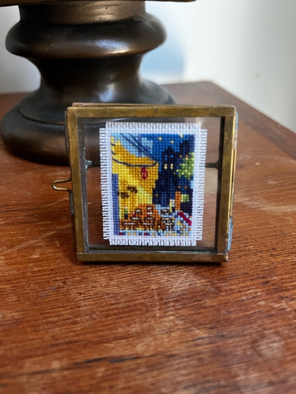 Van Gogh’s “Café Terrace at Night” Mini Cross Stitch Art - Picture 3 of 4